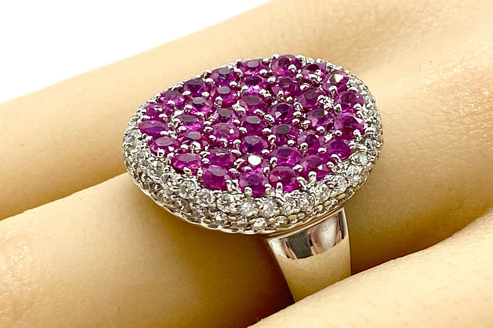 Purple Sapphire K18WGパープルサファイヤ ダイヤモンドリング (NO.48907)