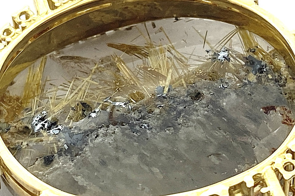 ERWIN KLEIN【エルヴィン クライン】K18/Pt950ルチレーテッドクォーツ ダイヤモンドブローチ (NO.62294)