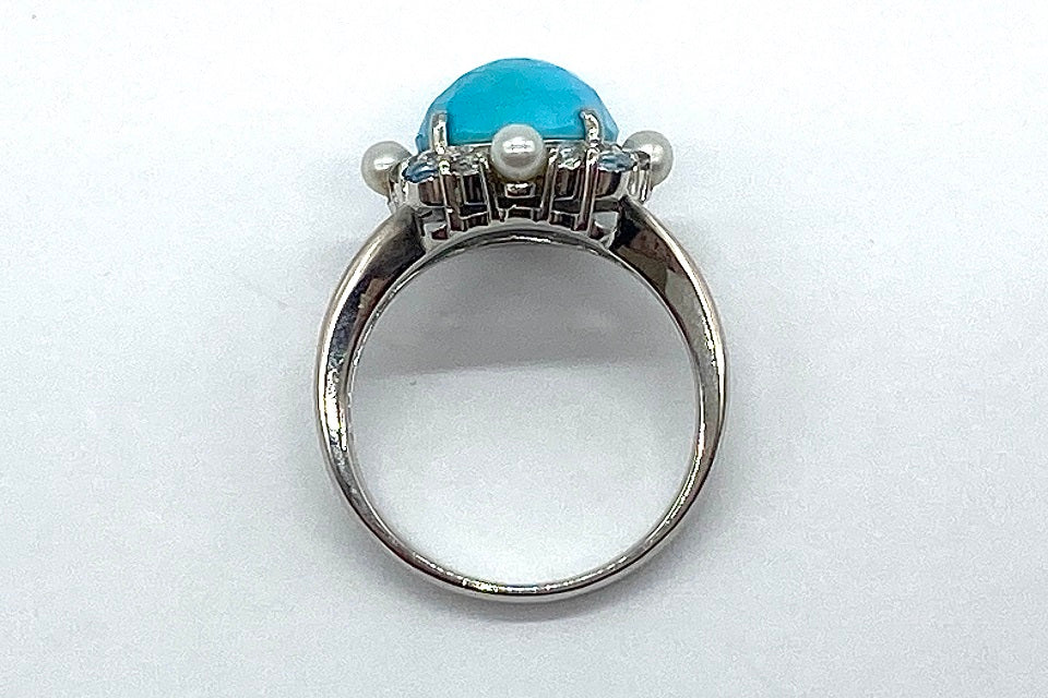 Turquoise K18WGトルコ石 ベビーパールリング (NO.49314)