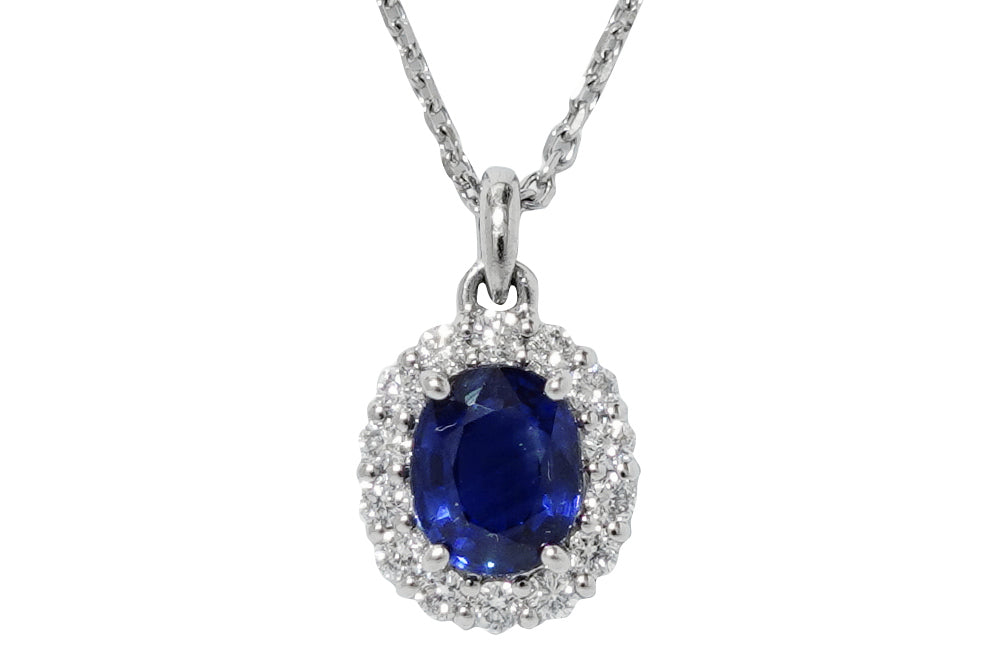 Sapphire Pt998（刻印）/850(NC)サファイヤ ダイヤモンドペンダント (NO.48120)