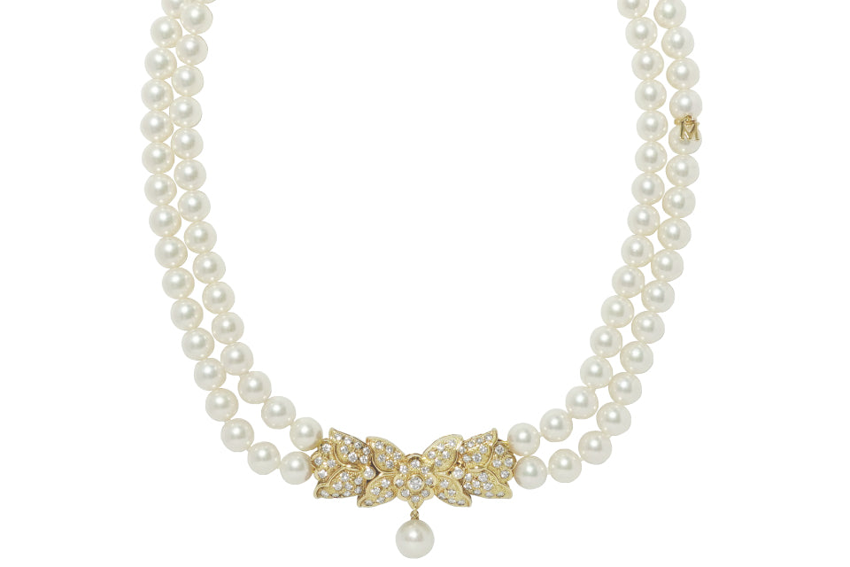 MIKIMOTO【ミキモト】K18アコヤパール ダイヤモンドネックレス(No.48165)