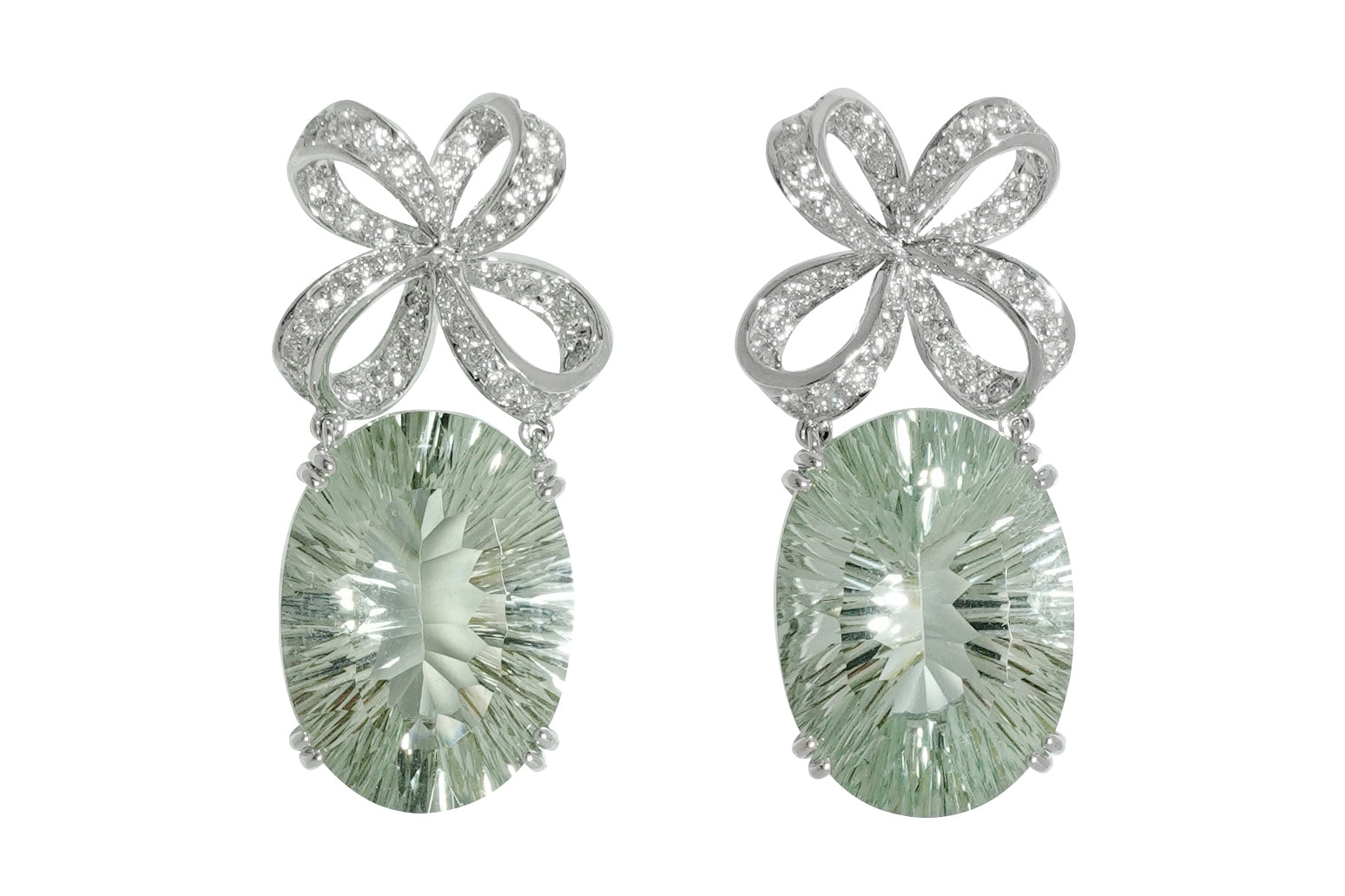 【冬バーゲン★特別送料無料！】 Green Quartz K18WGグリーンクオーツ ダイヤモンドピアス (NO その他