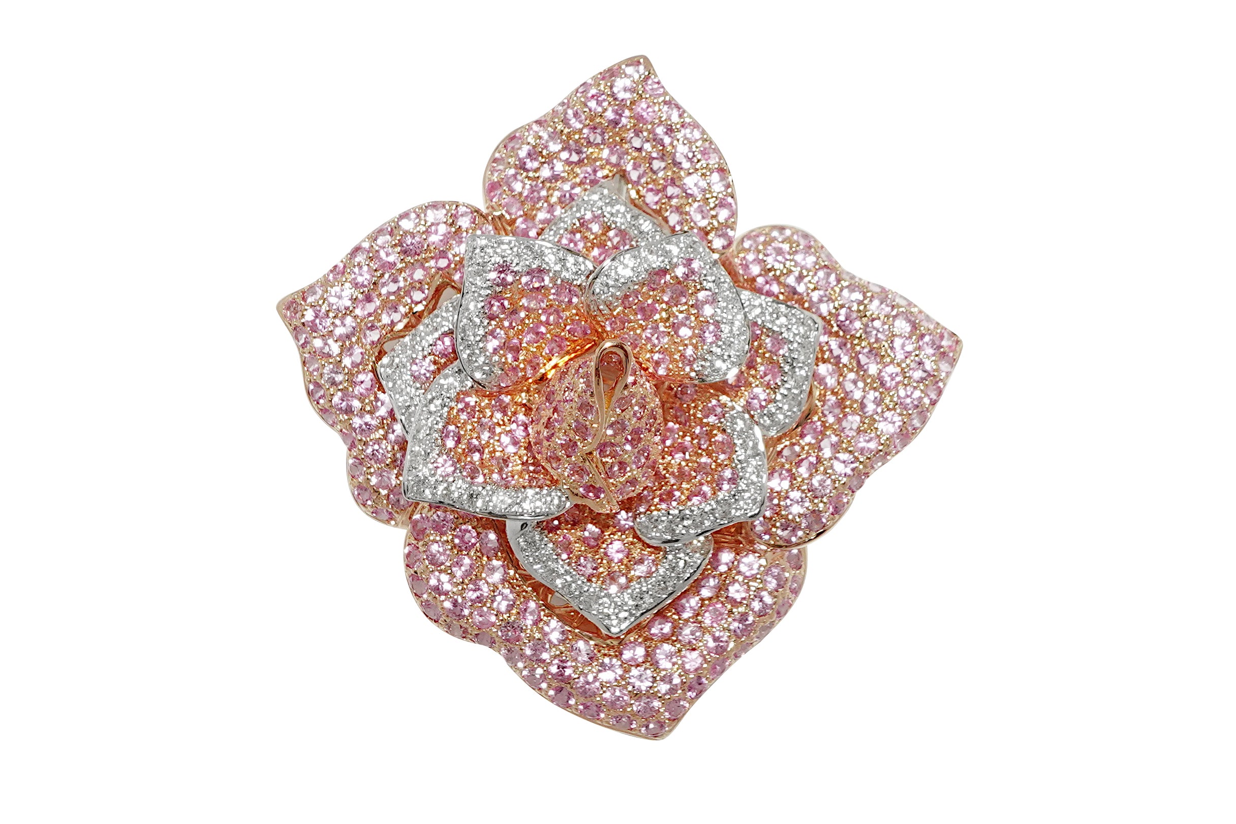 Pink Sapphire K18WG/PGピンクサファイヤ ダイヤブローチ (NO.48482-B 