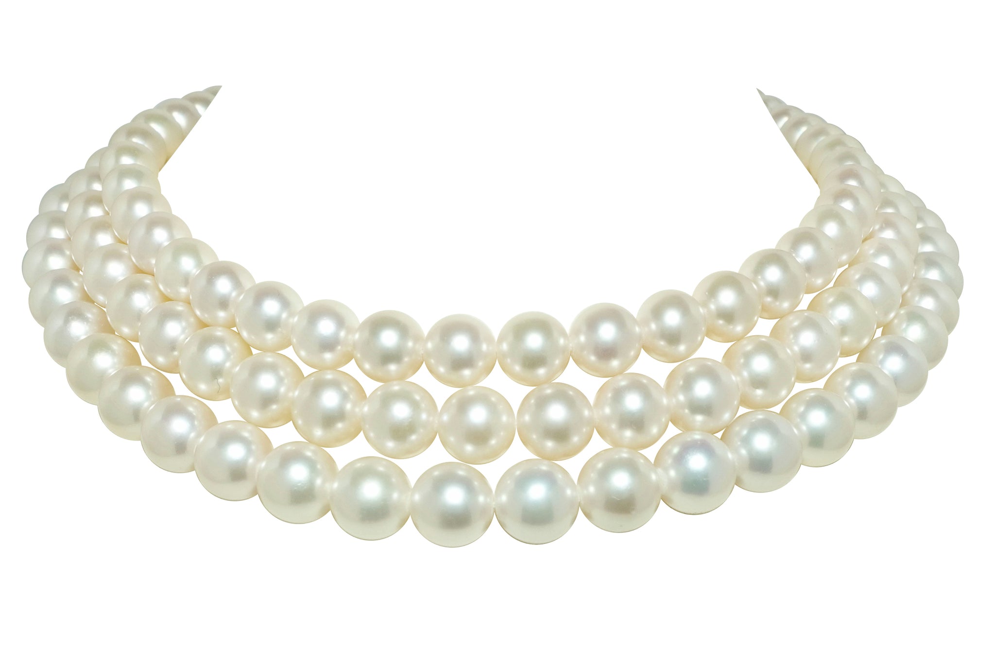 MIKIMOTO 【ミキモト】K18WGアコヤパール3連ネックレス (NO.48487-B
