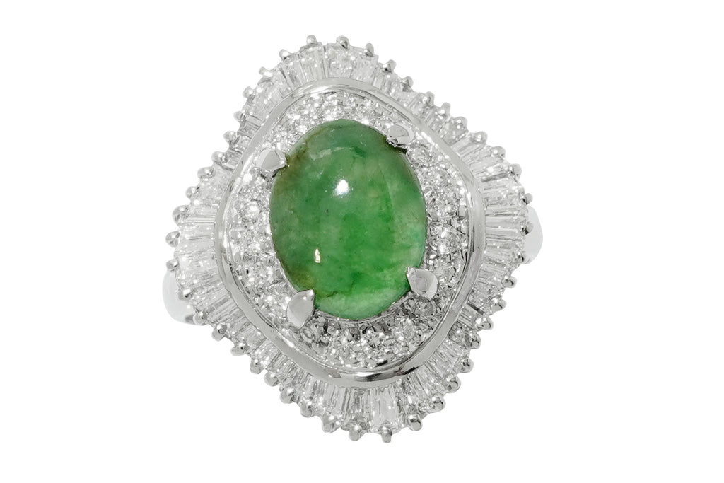 Jadeite Pt900翡翠 ダイヤモンドリング (NO.48573)