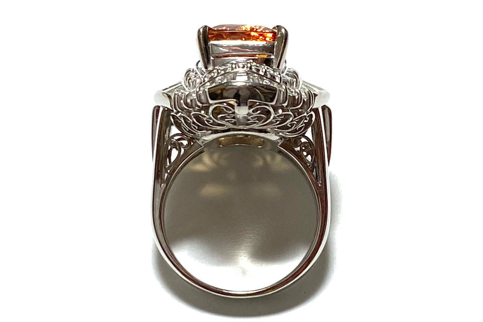 Imperial topaz Pt900インペリアルトパーズ ダイヤモンドリング (NO.48770)