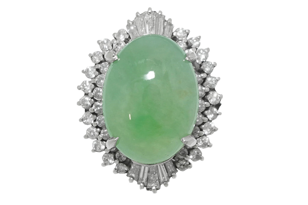 Jadeite Pt900翡翠 ダイヤモンドリング (NO.48944)