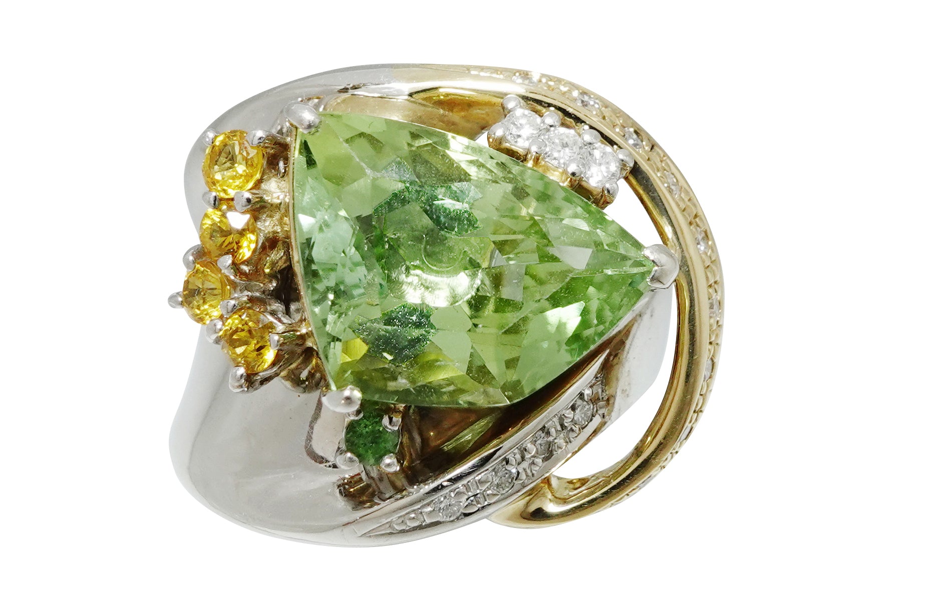 Green Tourmaline K18WG/YGグリーントルマリン イエローサファイヤ