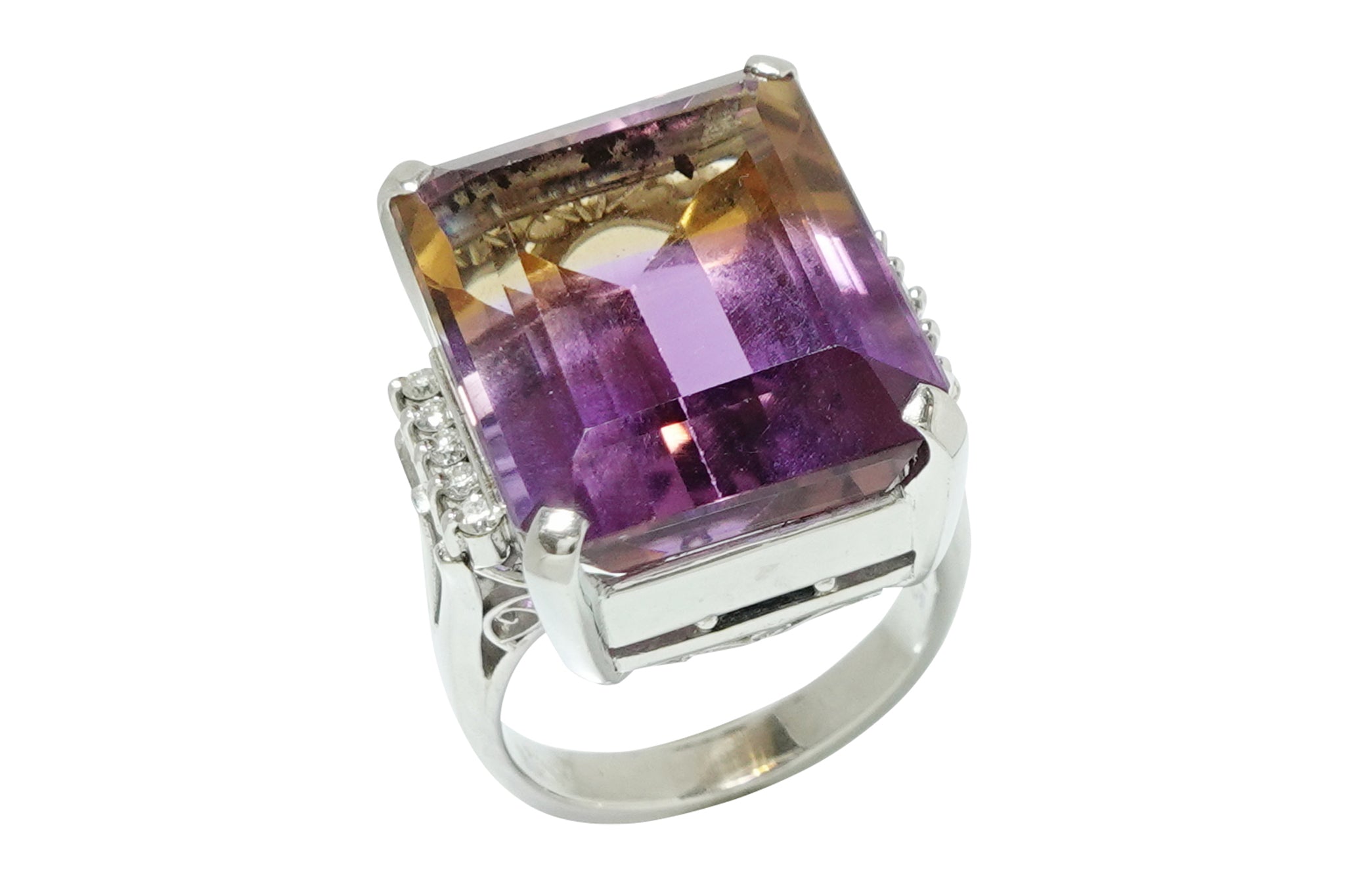 Ametrine Pt900アメトリン ダイヤモンドリング (NO.49222)