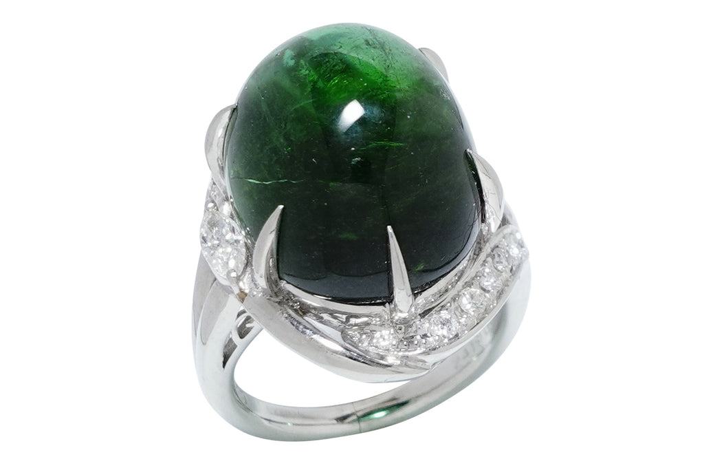 Green Tourmaline Pt900グリーントルマリン ダイヤモンドリング (NO.49239）