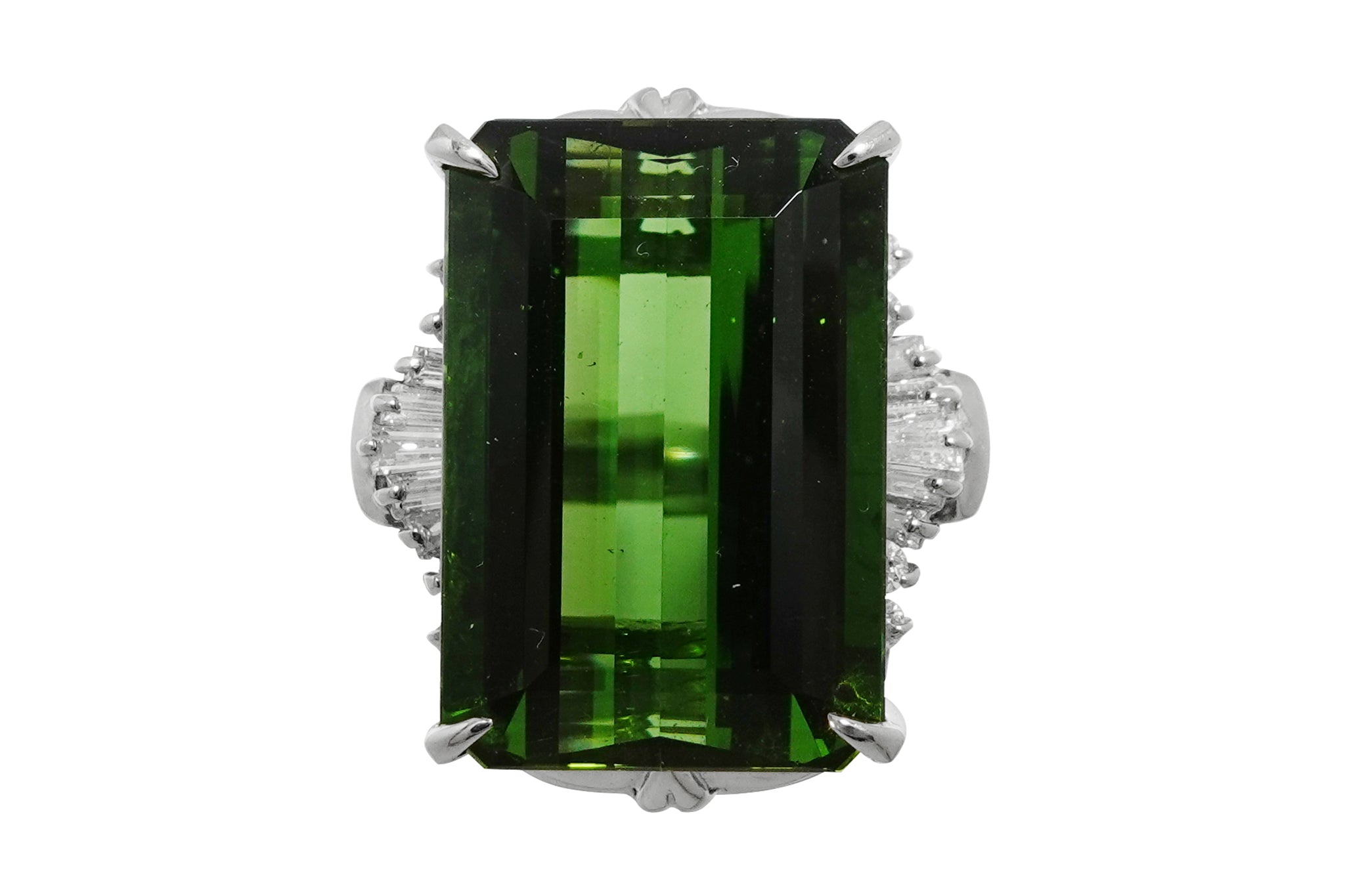 Green Tourmaline Pt900グリーントルマリン ダイヤモンドリング (NO.49242)