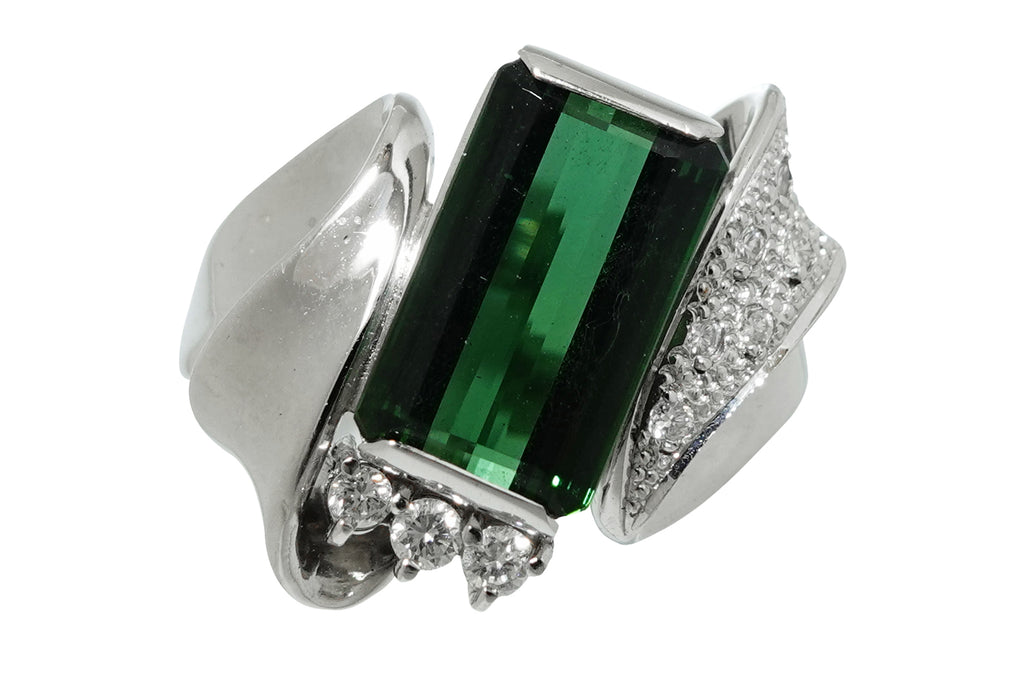 Green Tourmaline Pt900グリーントルマリン ダイヤモンドリング (NO.49243)