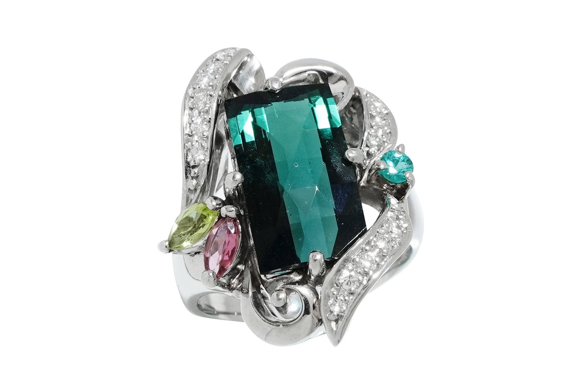 Green Tourmaline Pt900グリーン/パライバカラー/ピンクトルマリン 