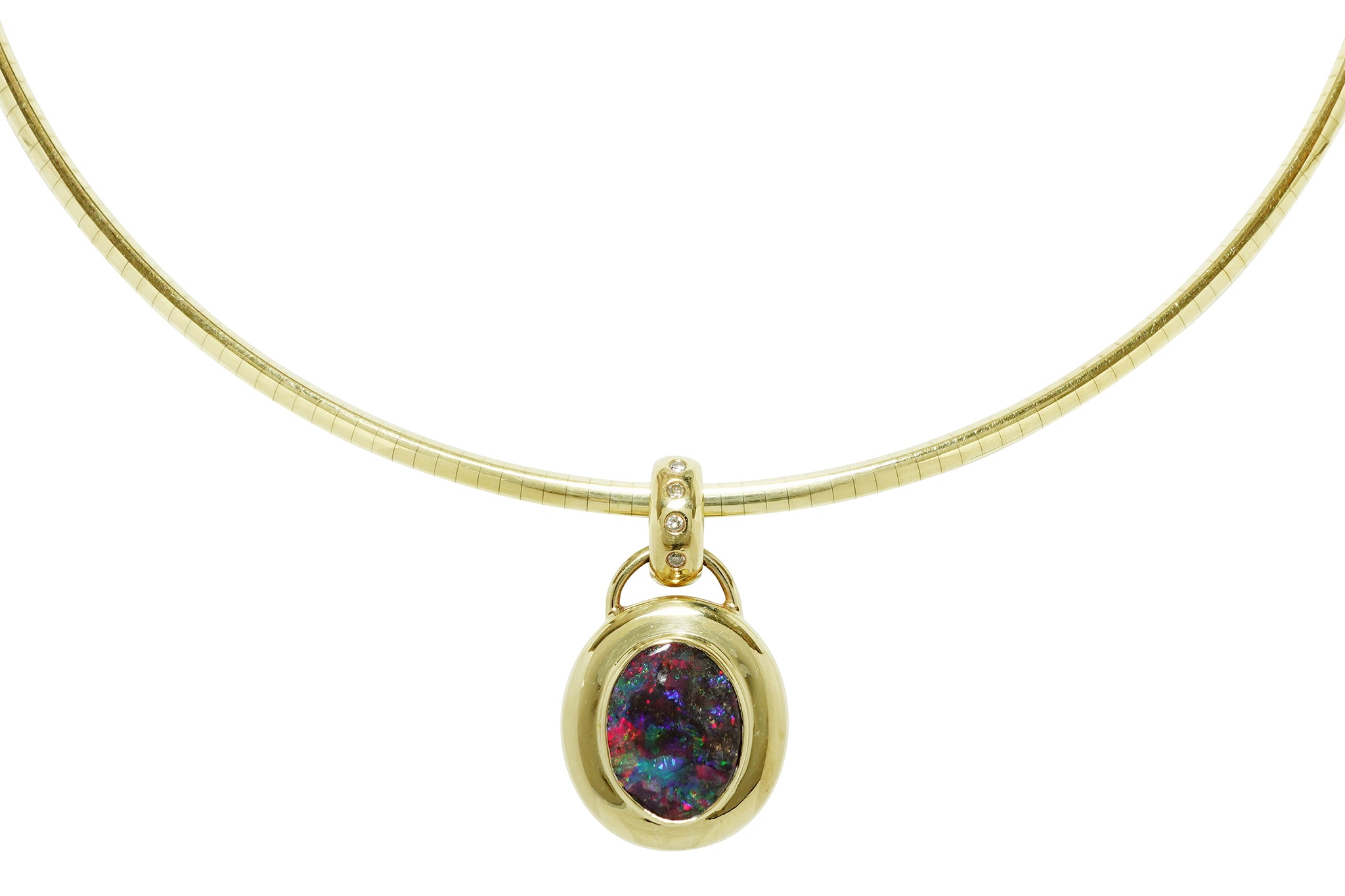 k18ボルダーオパール、ダイヤモンドつきペンダントトップ