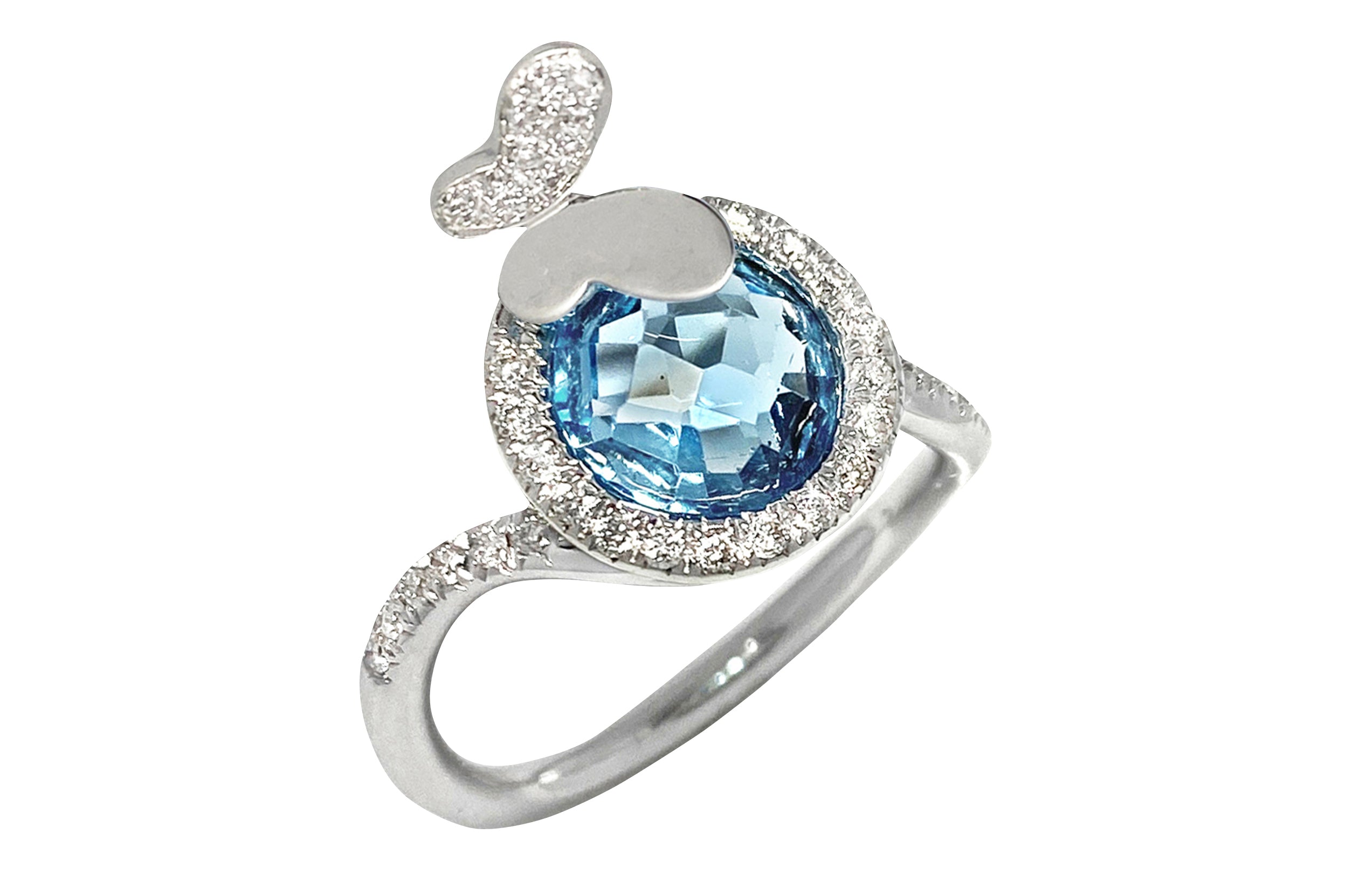 Blue Topaz K18WGブルートパーズ ダイヤモンドリング (NO.49371) – JEX