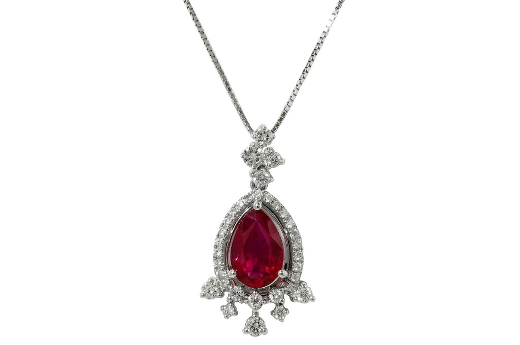 Ruby K18WG非加熱ルビー ダイヤモンドペンダント (NO.49396) – JEX宝石 