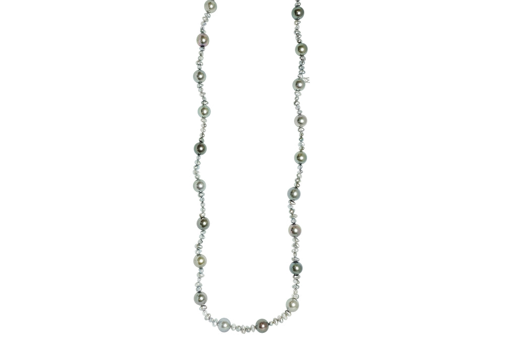 MIKIMOTO 【ミキモト】K18WG黒蝶/（推定）ケシパールネックレス (NO.49407)