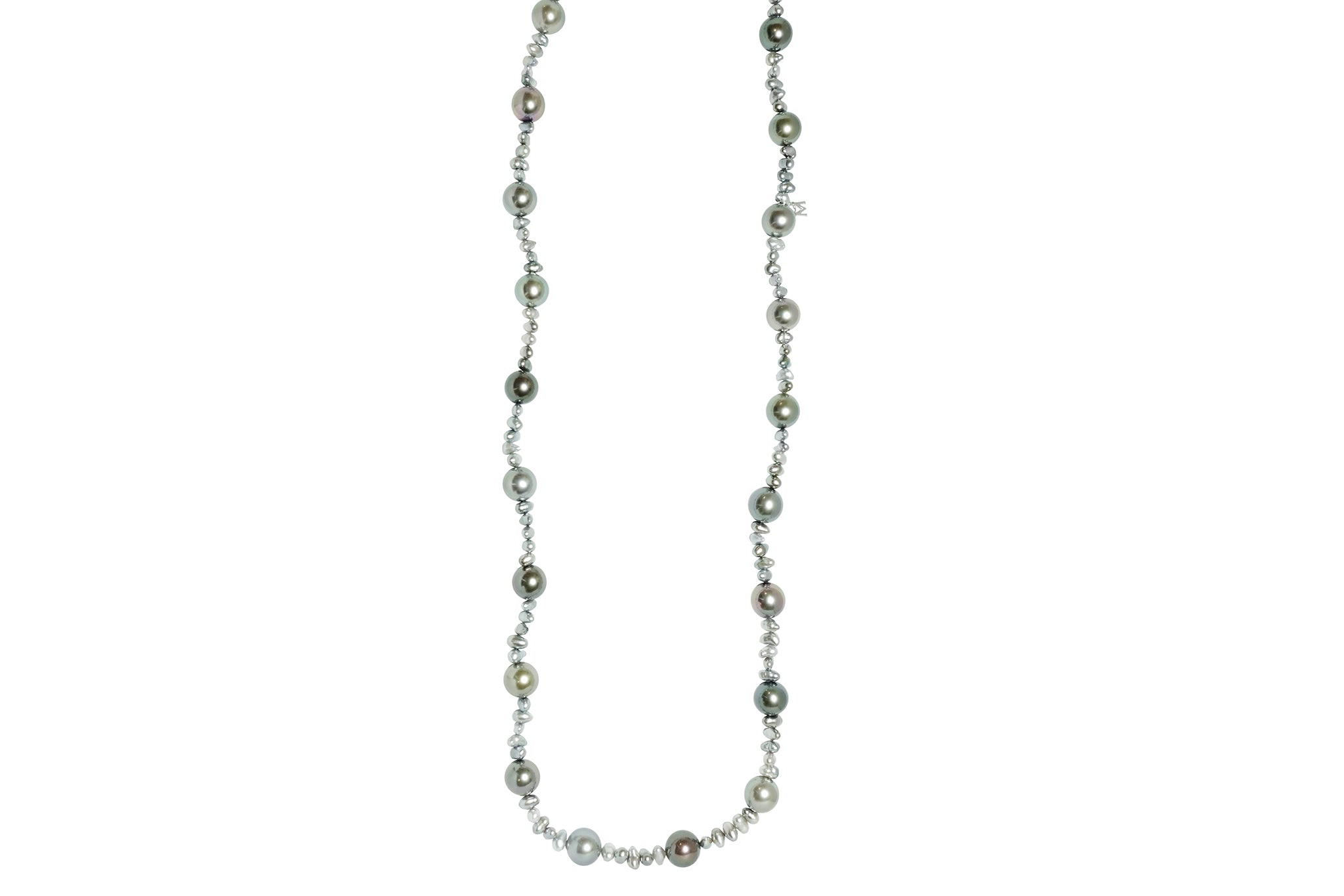 MIKIMOTO 【ミキモト】K18WG黒蝶/（推定）ケシパールネックレス