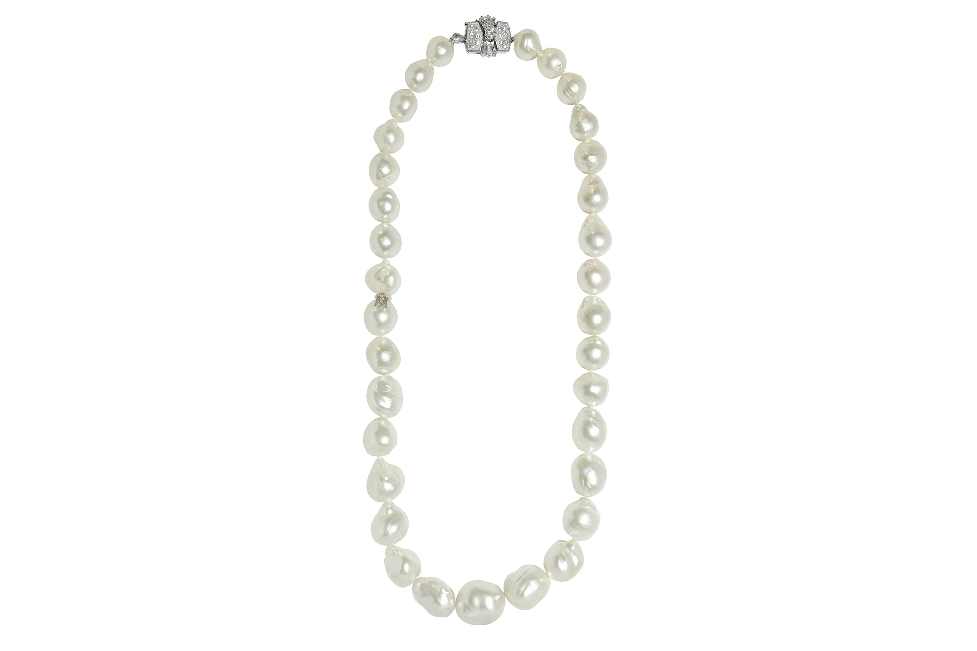 MIKIMOTO 【ミキモト】K14WG白蝶パール  ダイヤモンド(留具)ネックレス (NO.49500)