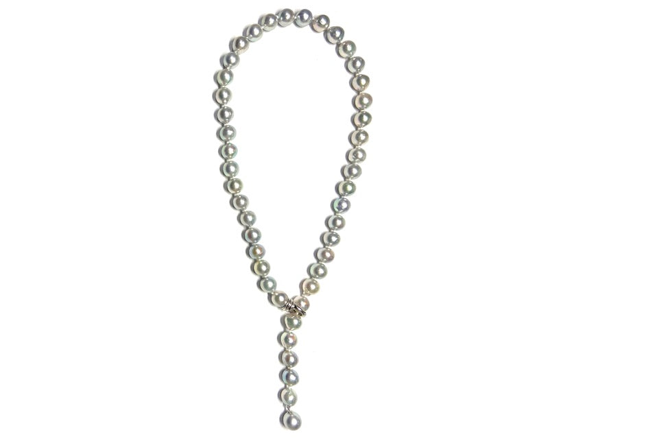 Natural Blue Akoya Pearl K18WGナチュラルブルーアコヤパール　ネックレス (NO.49501)