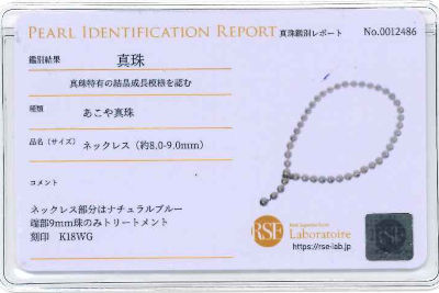 Natural Blue Akoya Pearl K18WGナチュラルブルーアコヤパール　ネックレス (NO.49501)