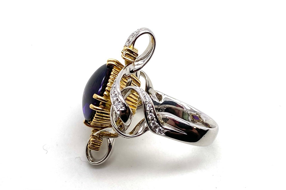 Amethyst Pt900/K18アメシスト ダイヤモンドリング (NO.49528)