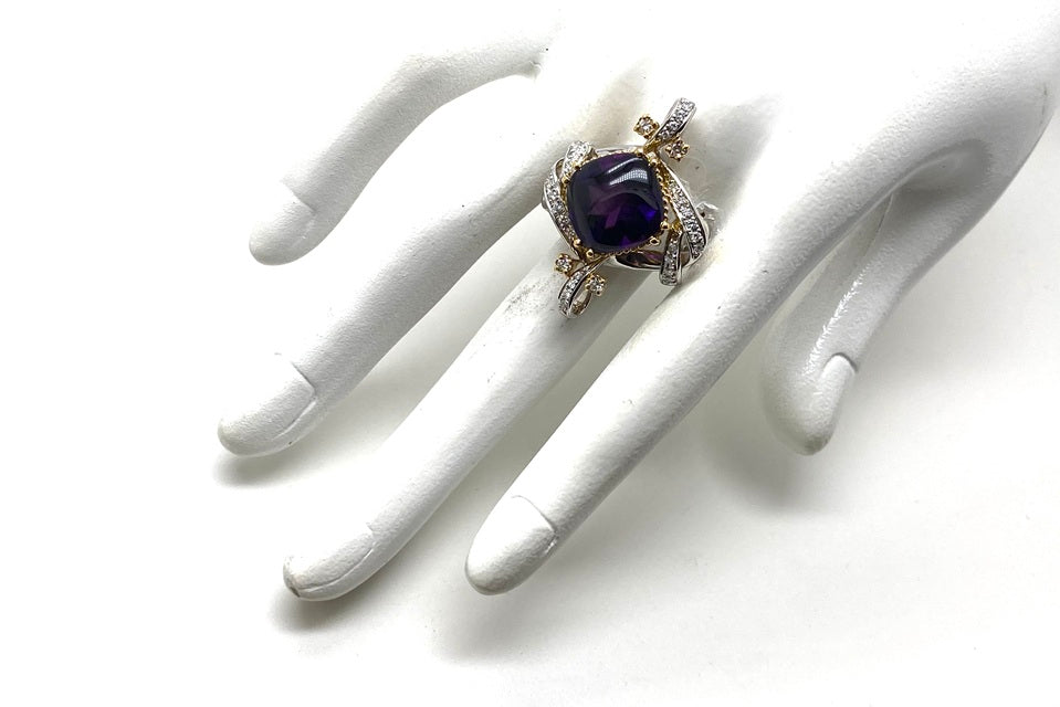 Amethyst Pt900/K18アメシスト ダイヤモンドリング (NO.49528)