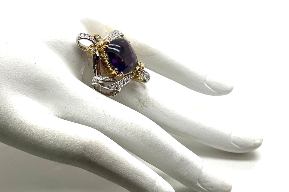 Amethyst Pt900/K18アメシスト ダイヤモンドリング (NO.49528)