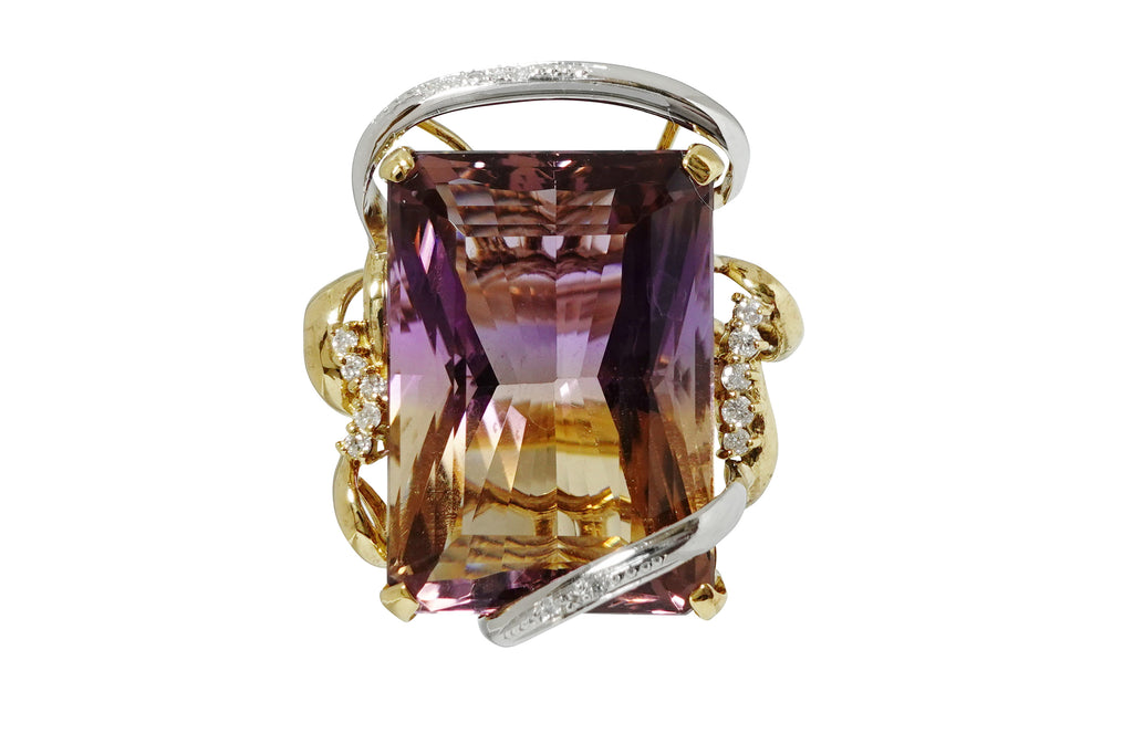 VINTAGE【ヴィンテージ】Ametrine K18/Pt900アメトリン ダイヤモンドリング (NO.49537)