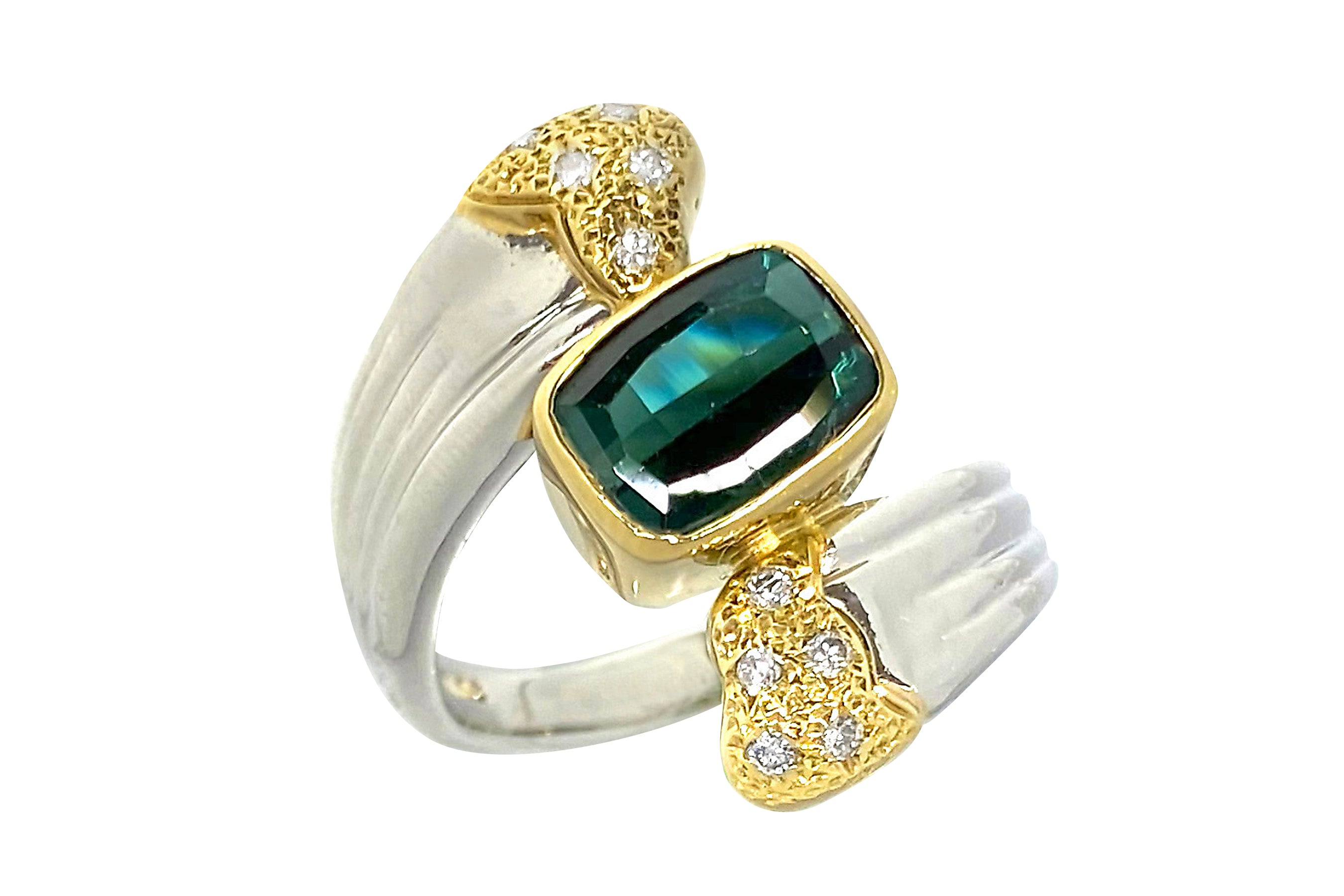 【レビューで送料無料】 Green Tourmaline Pt900/K18グリーントルマリン ダイヤモンド アクセサリー