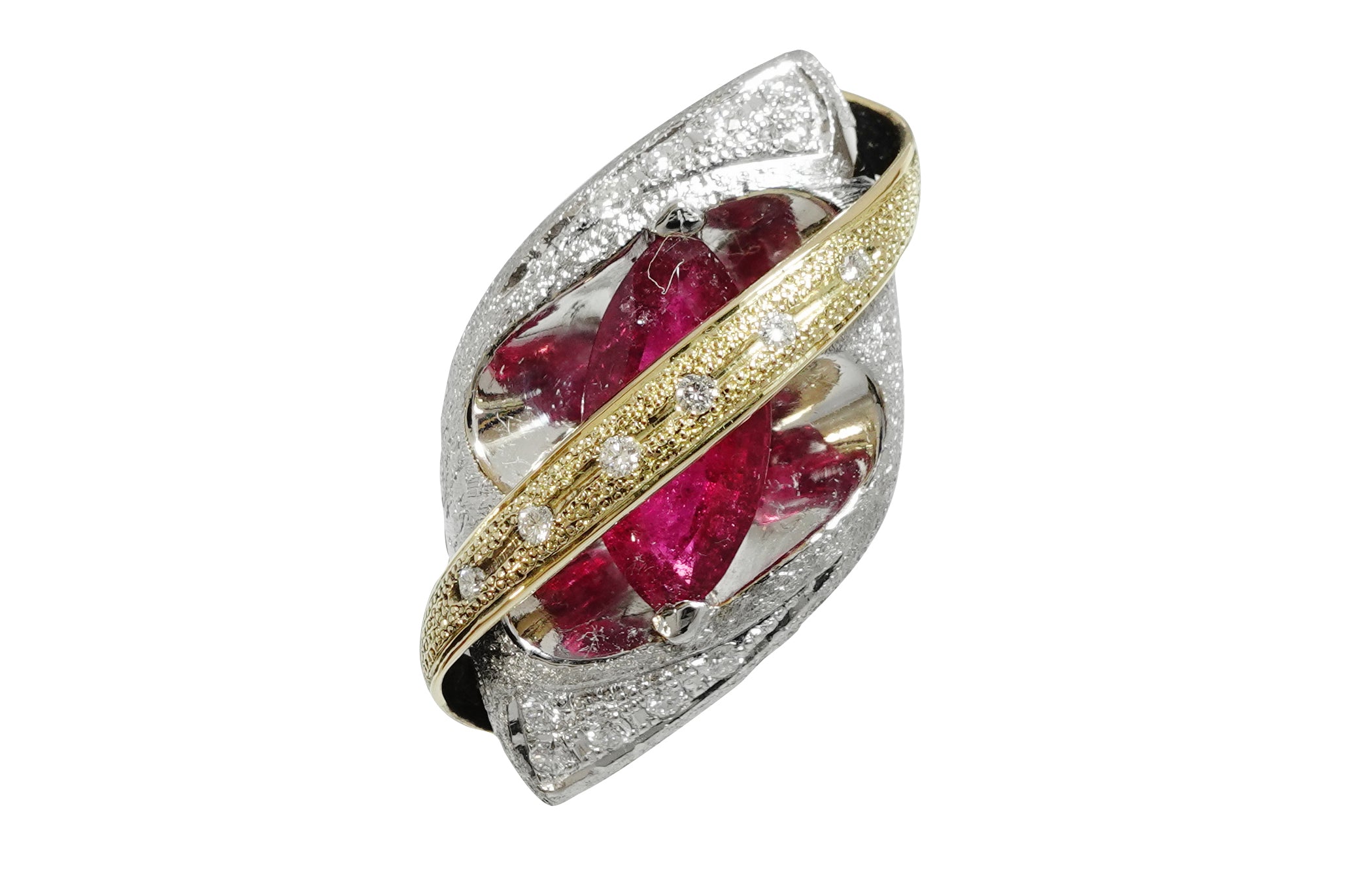 Pink Tourmaline Pt900/K18ピンクトルマリン ダイヤモンドリング (NO