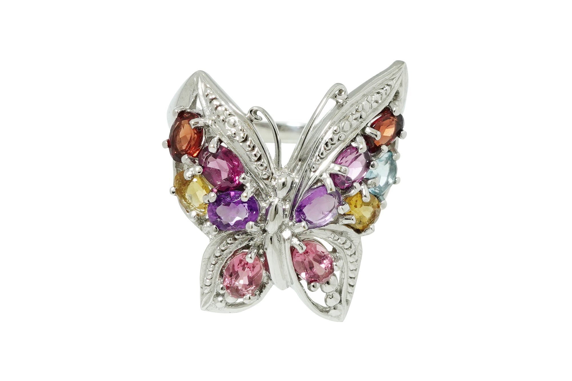 Multi-Color Stone K18WGマルチカラーストーンリング (NO.49772) – JEX