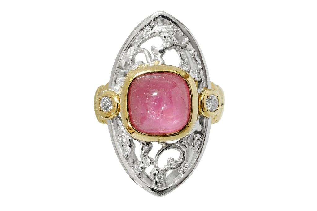 Pink Tourmaline K18/Pt900ピンクトルマリン ダイヤモンドリング (NO 