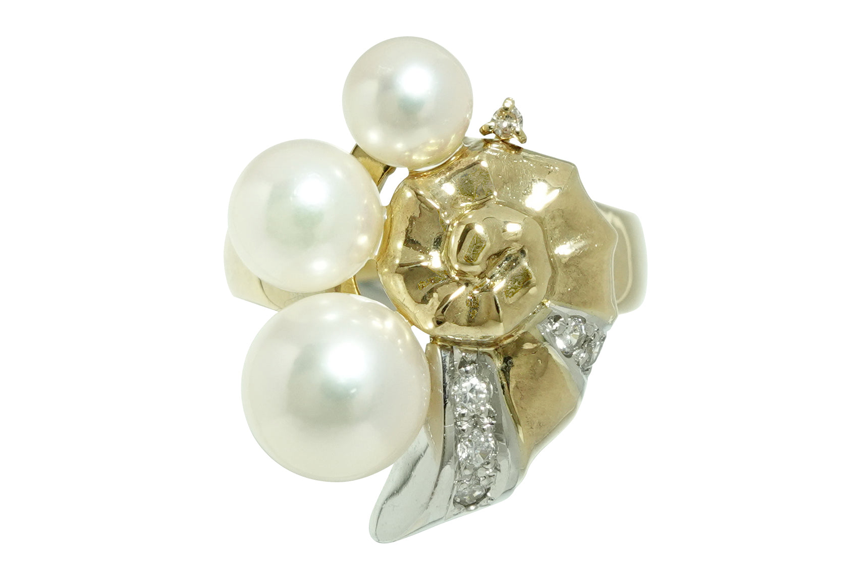 Akoya Pearl K18/Pt900アコヤパール ダイヤモンドリング (NO.49792 