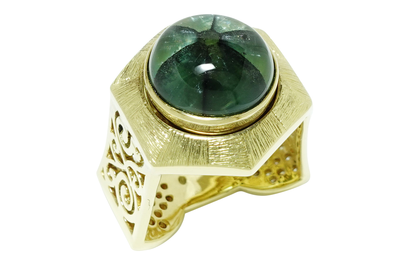 Trapiche Emerald K18トラピッチェエメラルド ダイヤモンドリング (NO.49799)