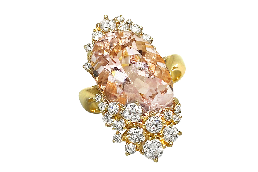 Morganite K18モルガナイト ダイヤモンドリング (NO.49801)