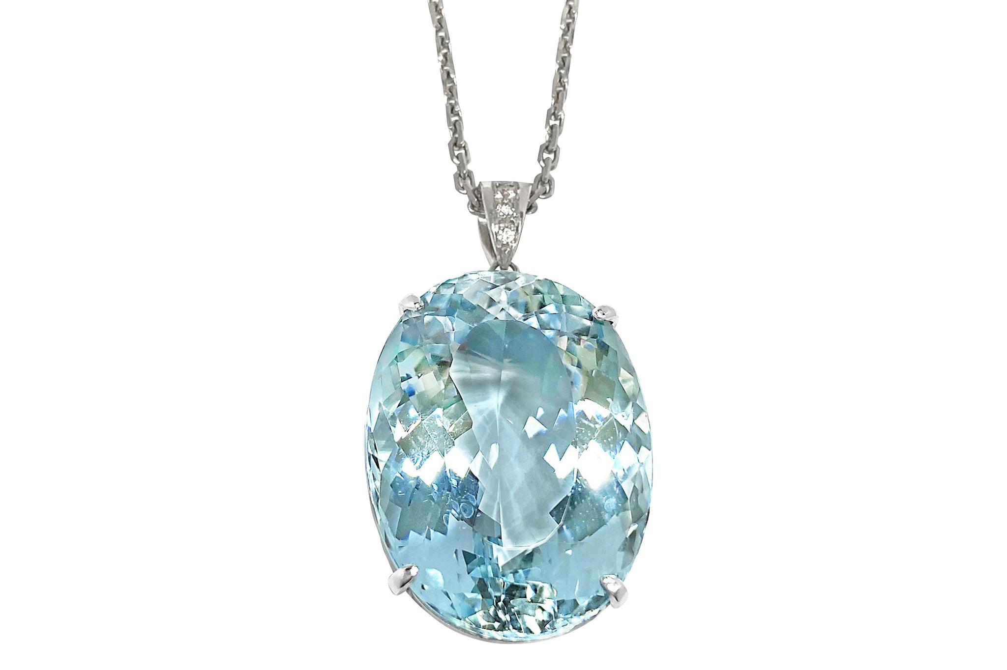 Aquamarine Pt900アクアマリン ダイヤモンドペンダント (NO.49897)