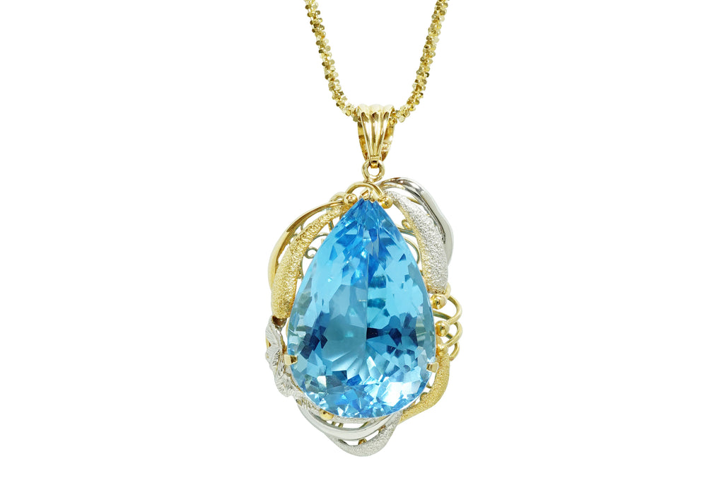 Blue Topaz K18/Pt900ブルートパーズペンダント (NO.49905)