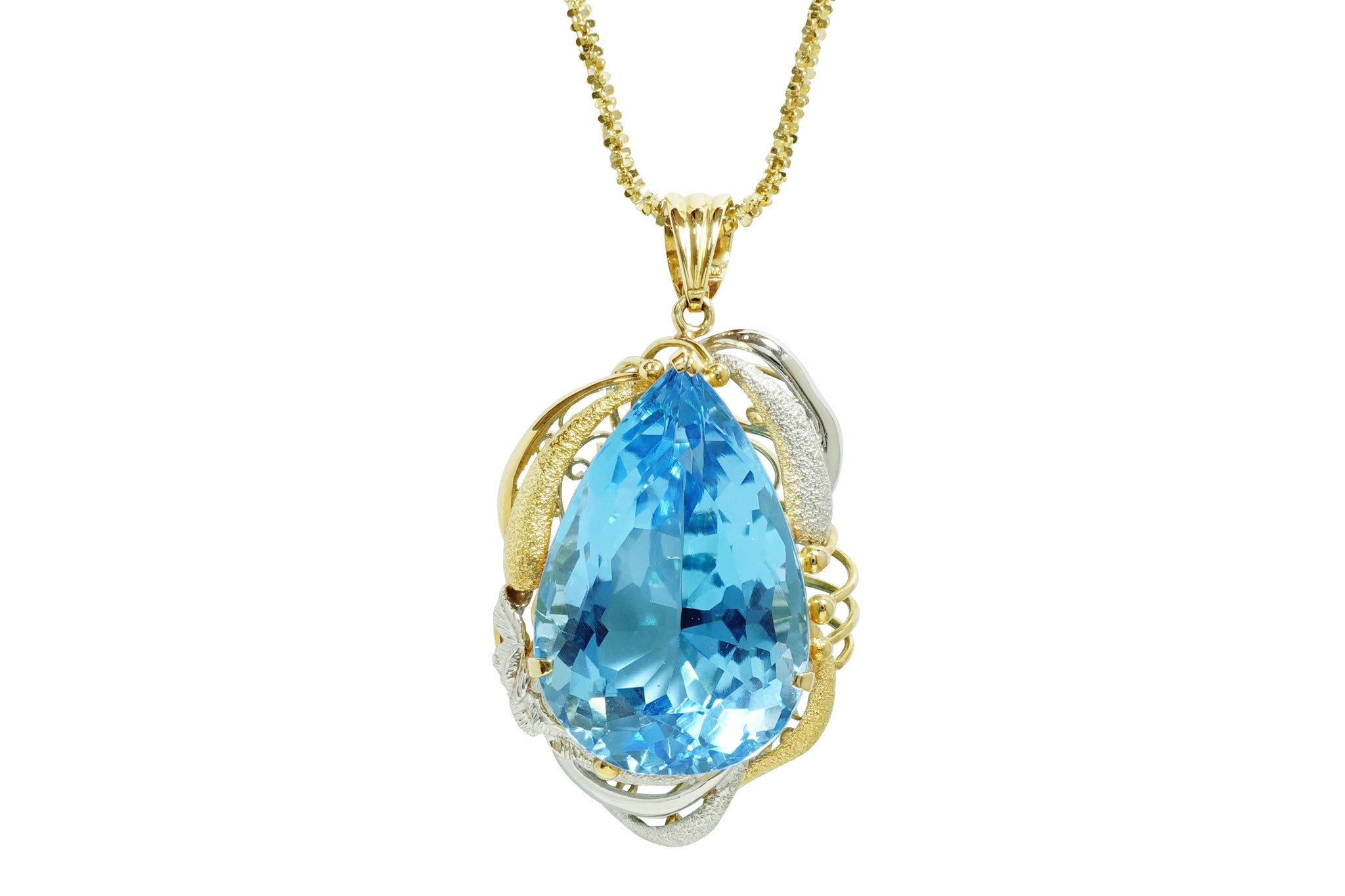 Blue Topaz K18/Pt900ブルートパーズペンダント (NO.49905)