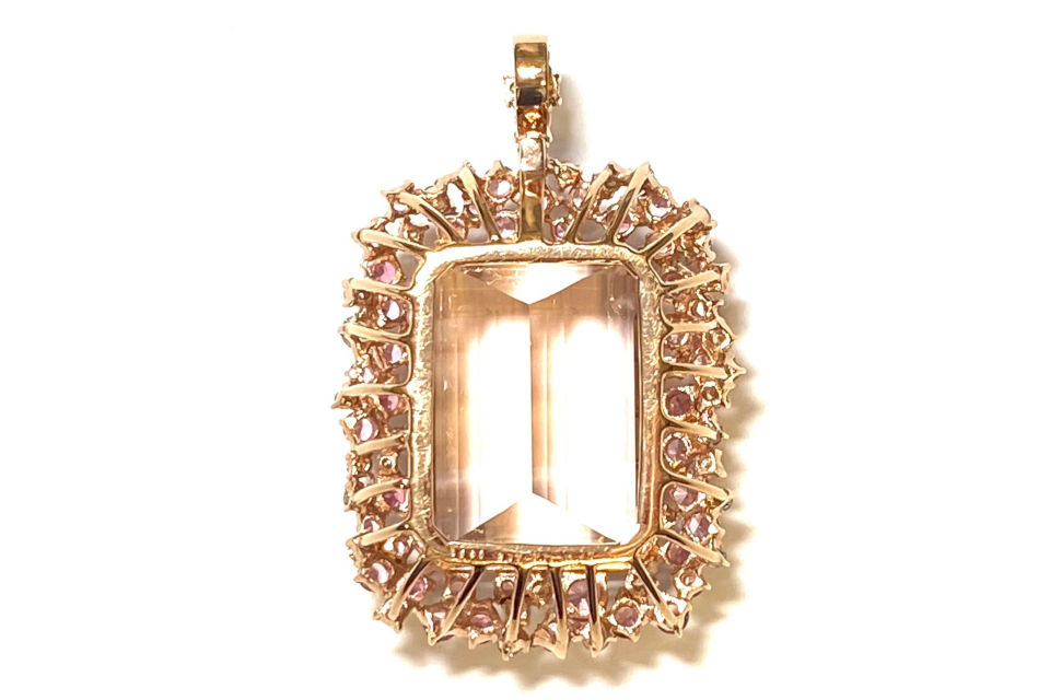 Morganite K18PGモルガナイト ピンクサファイヤ ピンクトルマリン ダイヤモンドペントップ (NO.49923)