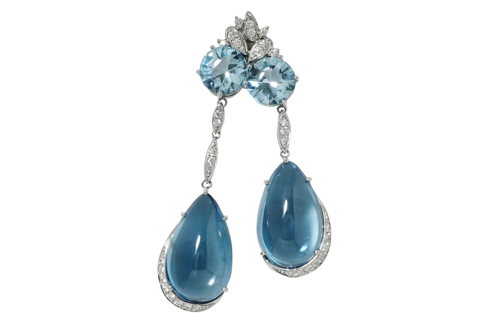 Blue Topaz Pt900ブルートパーズ ダイヤモンドペントップ (NO.49935)