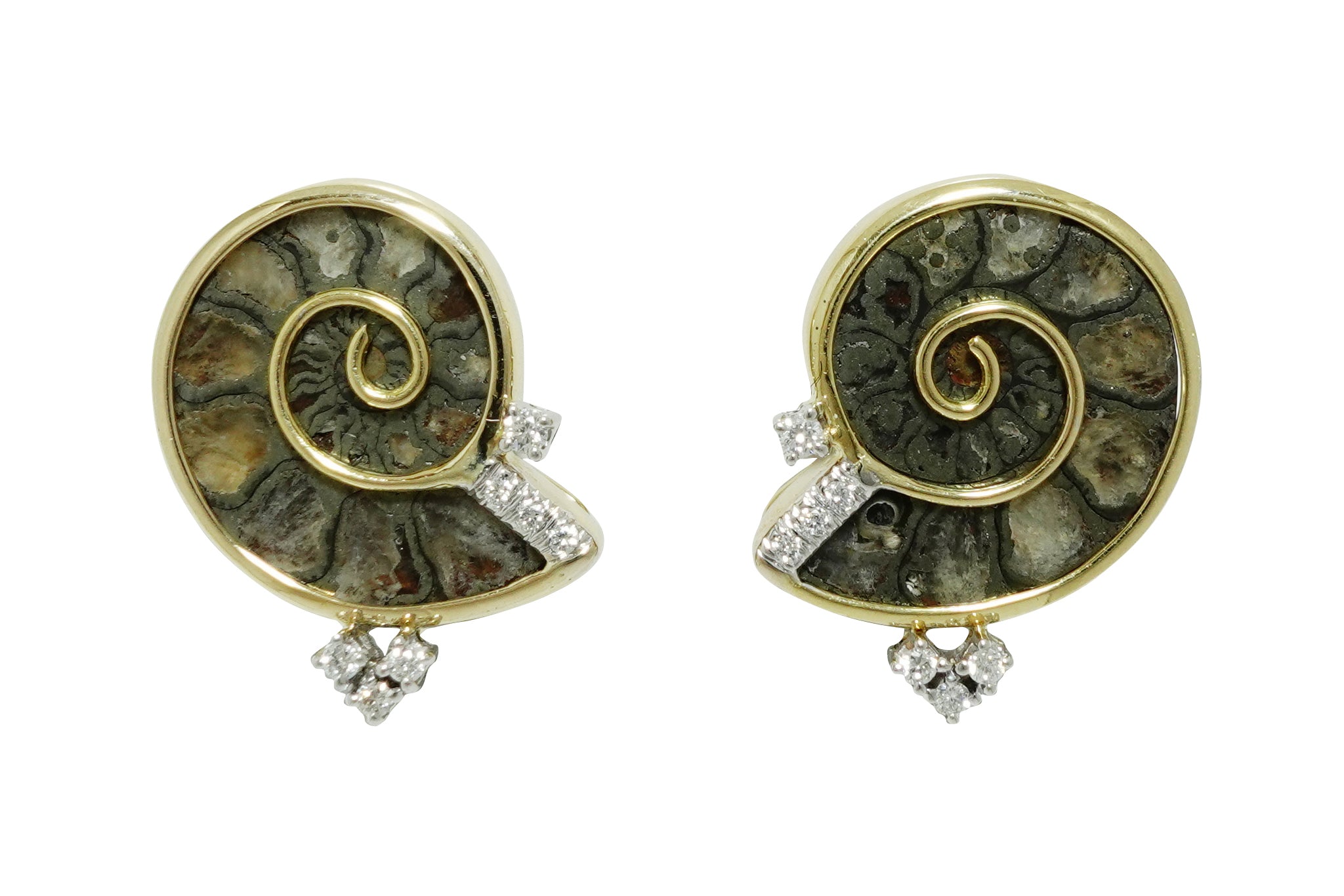 アンモナイト 化石 858g Ammonite K18WG/K14WG(留具)アンモナイト化石 ダイヤモンド