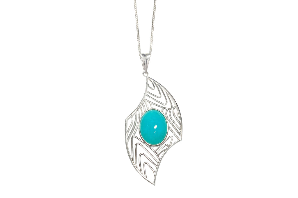 Chrysocolla Pt900/850(NC)クリソコーラペンダント (NO.50120)