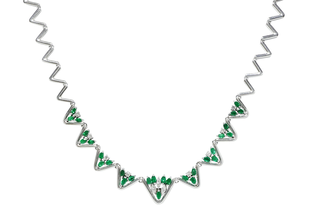 Emerald Pt900エメラルド ダイヤモンドネックレス (NO.50129)