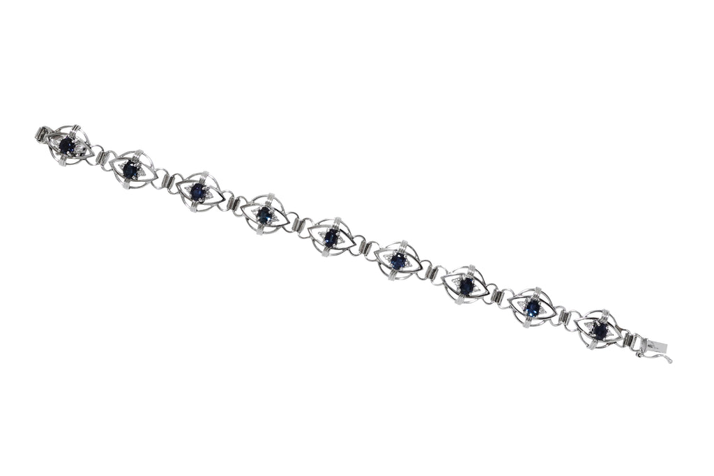 Sapphire Pt900サファイヤ ダイヤモンドブレスレット (NO.50131)
