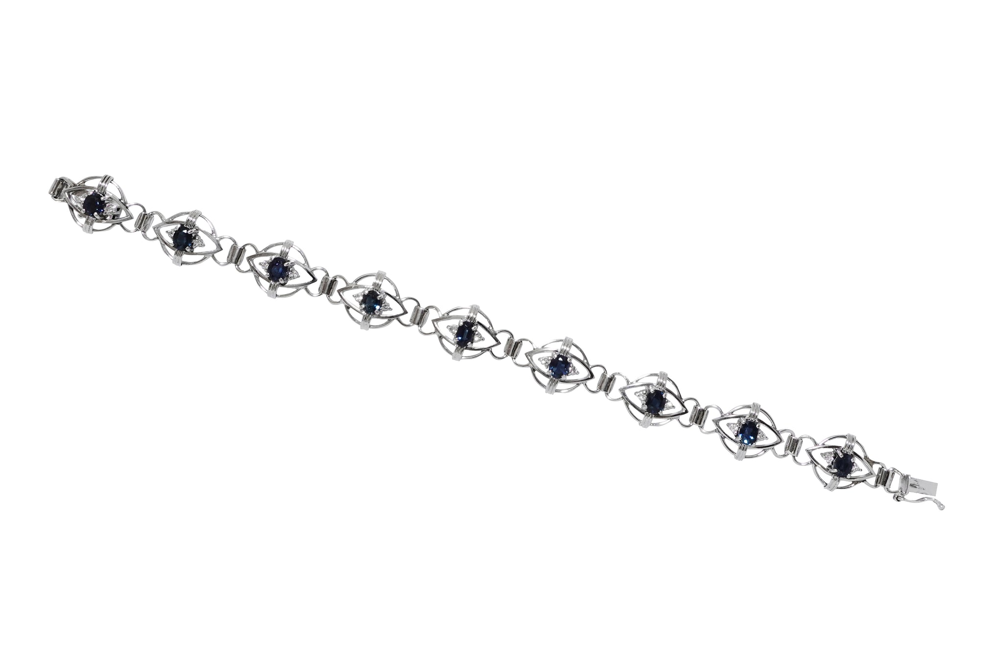Sapphire Pt900サファイヤ ダイヤモンドブレスレット (NO.50131)
