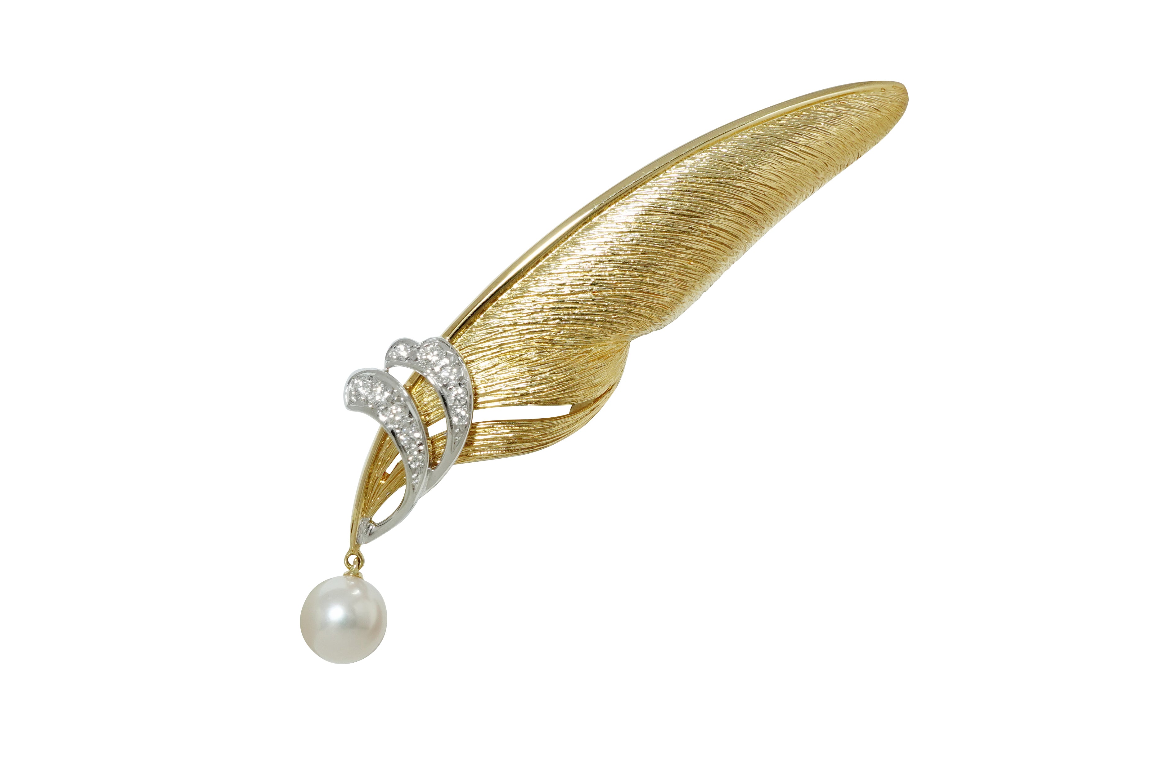 MIKIMOTO 【ミキモト】K18/WGアコヤパール ダイヤモンドブローチ