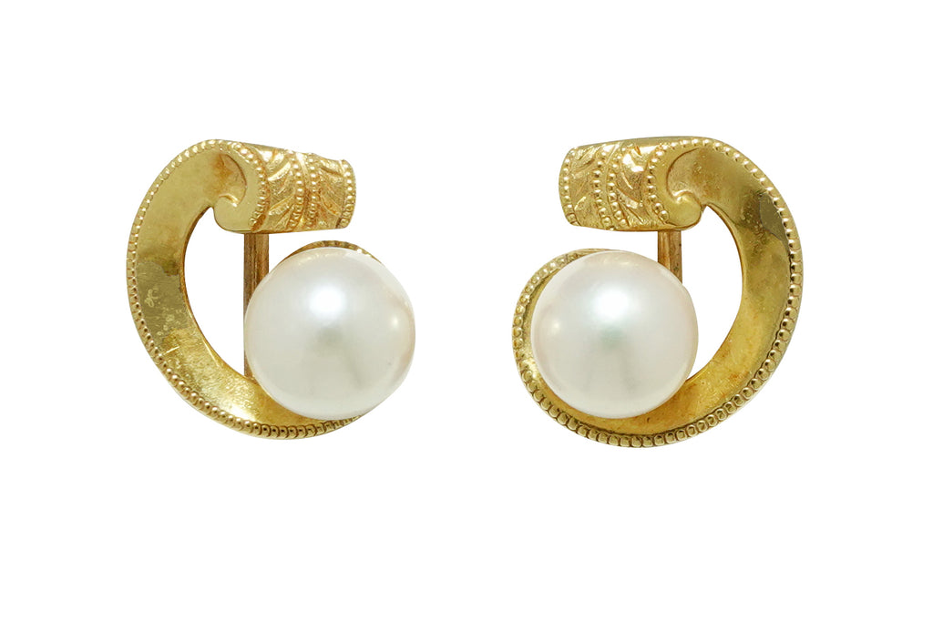 MIKIMOTO 【ミキモト】K18アコヤパールピアス (NO.50145)
