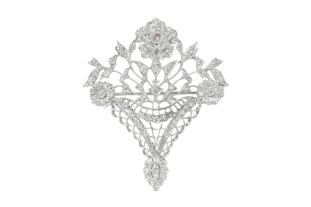 Pink Diamond Pt950ピンク/カラーレスダイヤモンドペントップ　　FANCY PINK  (NO.50174)