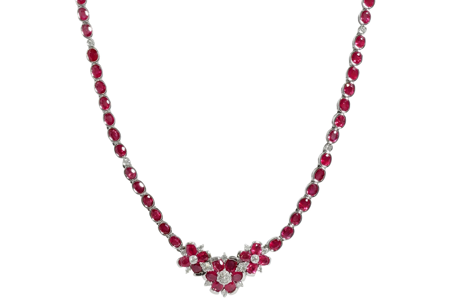 K18WG ルビー ダイヤ ネックレス ビジュードットコム K18 WG ルビー ダイヤ ネックレス 2.90g